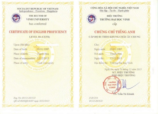 Làm Chứng Chỉ Tiếng Anh Phôi Gốc An Toàn Sử Dụng Cả Nước