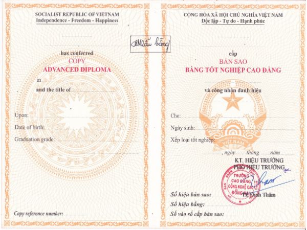 Nhận diện bằng các hoa văn và họa tiết trên bằng tốt nghiệp
