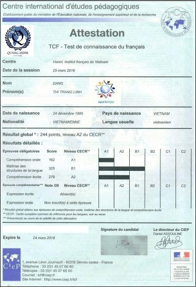 Làm chứng chỉ tiếng Pháp TCF (Test de Connaissance du Français)