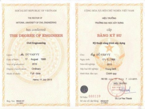 Giá trị bằng Đại Học Xây Dựng trong năm nay ?
