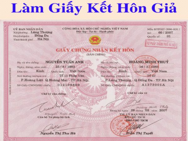 Làm Giấy Đăng Ký Kết Hôn Giả Không Cần Sổ Hộ Khẩu