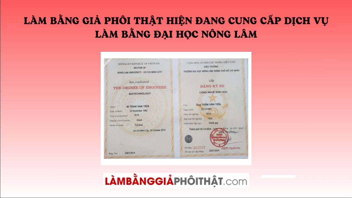 Làm Bằng Đại Học Nông Lâm Đầy Đủ Hồ Sơ Gốc Tại Trường