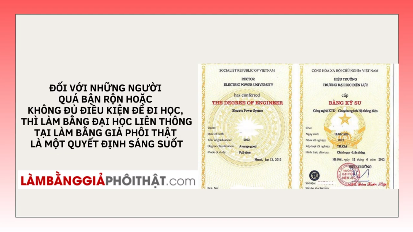 Làm Bằng Đại Học Liên Thông Bao Hồ Sơ Gốc Tại Trường