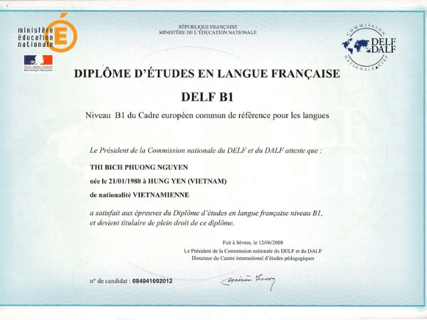Chứng chỉ tiếng Pháp DELF B1