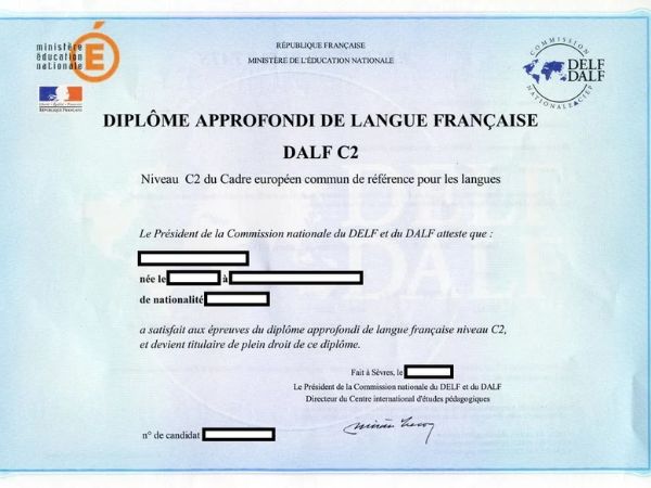 Chứng chỉ tiếng Pháp DAFL C2