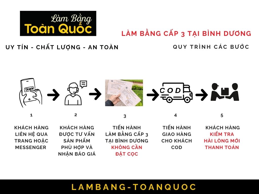 Dịch Vụ Làm Bằng Cấp 3 Tại Bình Dương Chuẩn Phôi Thật
